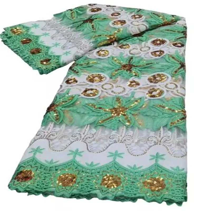 Green/White/Gold African Tulle Lace Fabric 5 Yards French Embroidery Mesh Lace with Sequins for Nigerian Birdal Wedding Dresses
Green/White/Gold African Tulle Lace Fabric 5 Yards French Embroidery Mesh Lace with Sequins for Nigerian Birdal Wedding Dresses