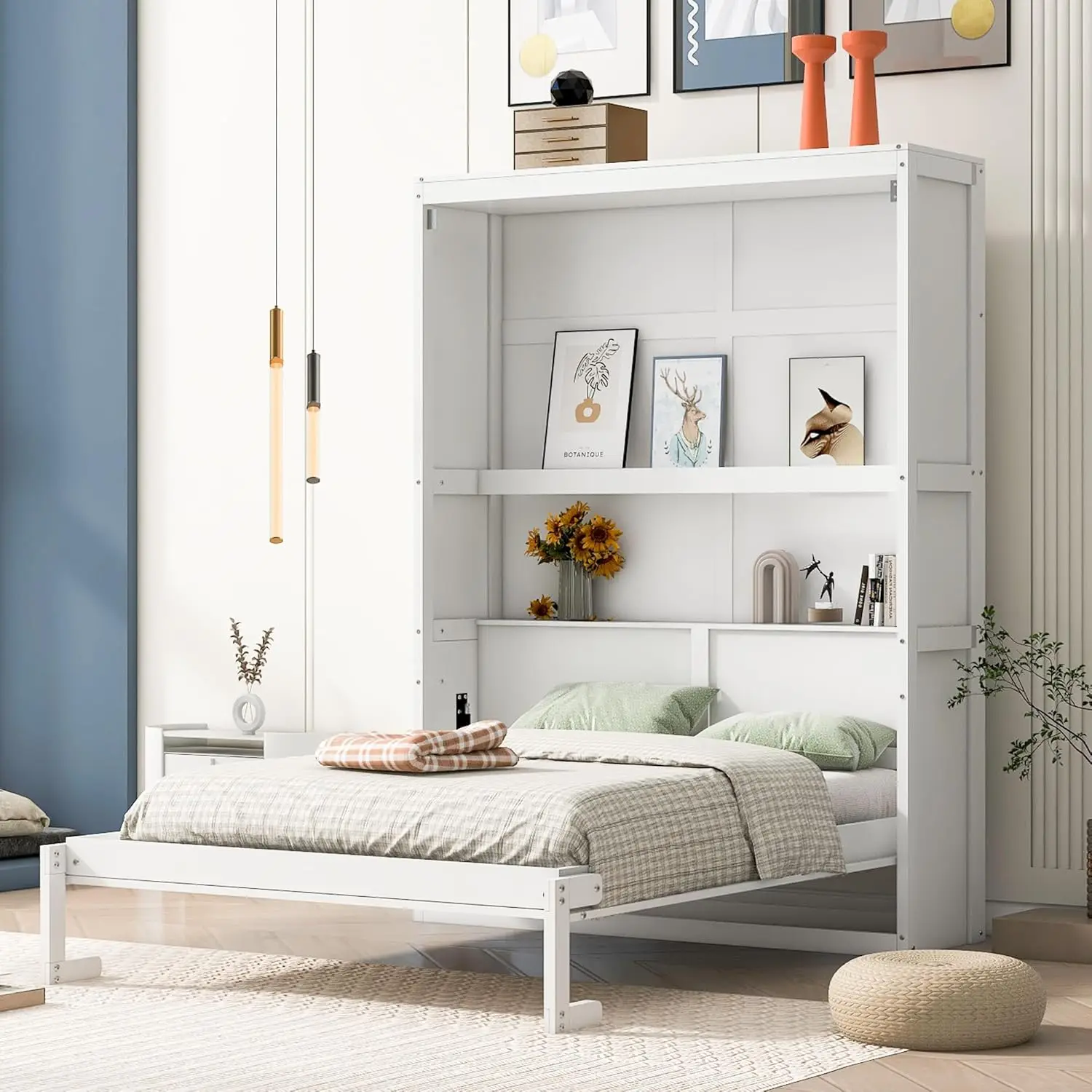 Full Size Murphy Bed Wall Bed Cabinet With Storage Shelves, Space-Saving For Multipurpose Guest Room Or Home Office, White
Full Size Murphy Bed Wall Bed Cabinet With Storage Shelves, Space-Saving For Multipurpose Guest Room Or Home Office, White