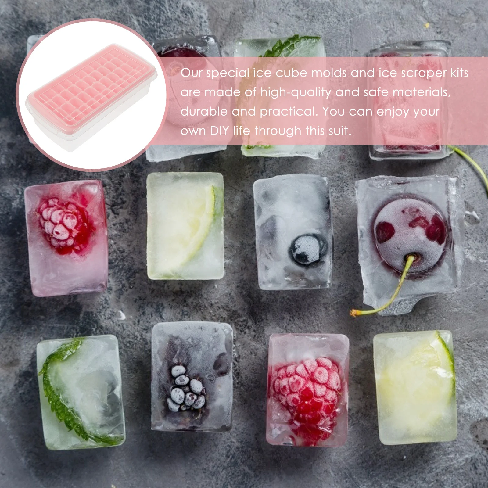 1Set Ice Cube Tray Non-Stick Silicone Elevated Mold Easy Release Ice Cube Tray Set for Home Use Baking Chocolate Soap Mold
1Set Ice Cube Tray Non-Stick Silicone Elevated Mold Easy Release Ice Cube Tray Set for Home Use Baking Chocolate Soap Mold