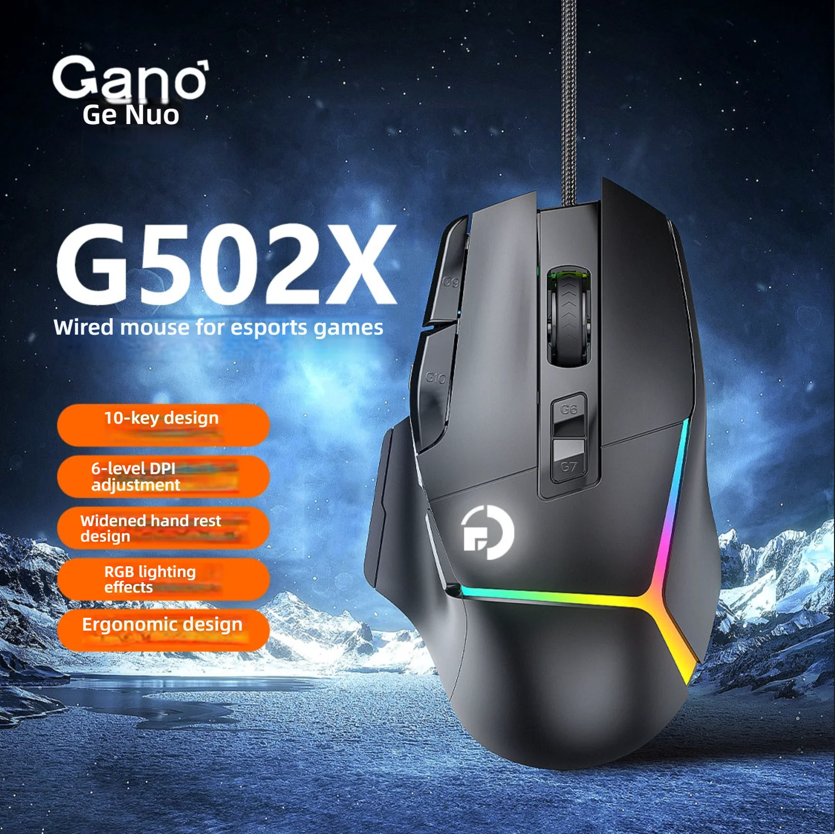 Gaming Mouse Ergonomic Rechargeable: Wireless G502X, Bluetooth Optical Sensor, Programmable Mice with Wired Mode USB N