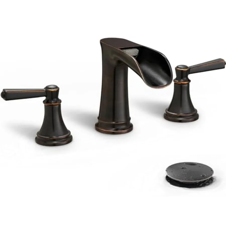 Brass 8 Inch Oil Rubbed Bronze Bathroom Faucet Waterfall Widespread Sink Faucet 3-Hole 2-Handle with Pop-up Drain Pre-Installed
Brass 8 Inch Oil Rubbed Bronze Bathroom Faucet Waterfall Widespread Sink Faucet 3-Hole 2-Handle with Pop-up Drain Pre-Installed