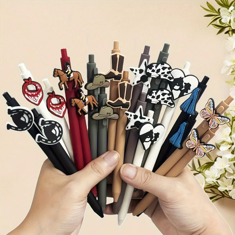 10/20/5pcs Western Cowboy Girl Gel Pens - 0.5mm Fine Tip Retractable Pens with Cowboy Hat, Cowboy Boots & Cowboy Hat Designs
10/20/5pcs Western Cowboy Girl Gel Pens - 0.5mm Fine Tip Retractable Pens with Cowboy Hat, Cowboy Boots & Cowboy Hat Designs