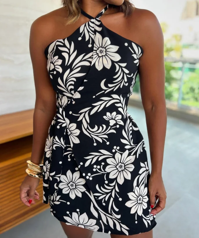 Jumpsuit Woman Floral Print Halter Tied Detail Overalls Backless Slim Fit Short Romper Leisure Vacation Style Elegant Jumpsuit
Jumpsuit Woman Floral Print Halter Tied Detail Overalls Backless Slim Fit Short Romper Leisure Vacation Style Elegant Jumpsuit