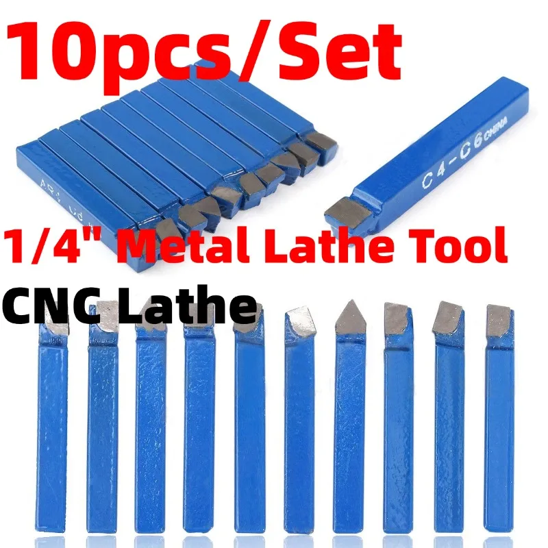 10pcs 1/4" Metal Lathe Tools Carbide Tip Tipped Cutter Tool C6 Drill Bit Cutting Set For General/semi-automatic/automatic Lathes
10pcs 1/4" Metal Lathe Tools Carbide Tip Tipped Cutter Tool C6 Drill Bit Cutting Set For General/semi-automatic/automatic Lathes