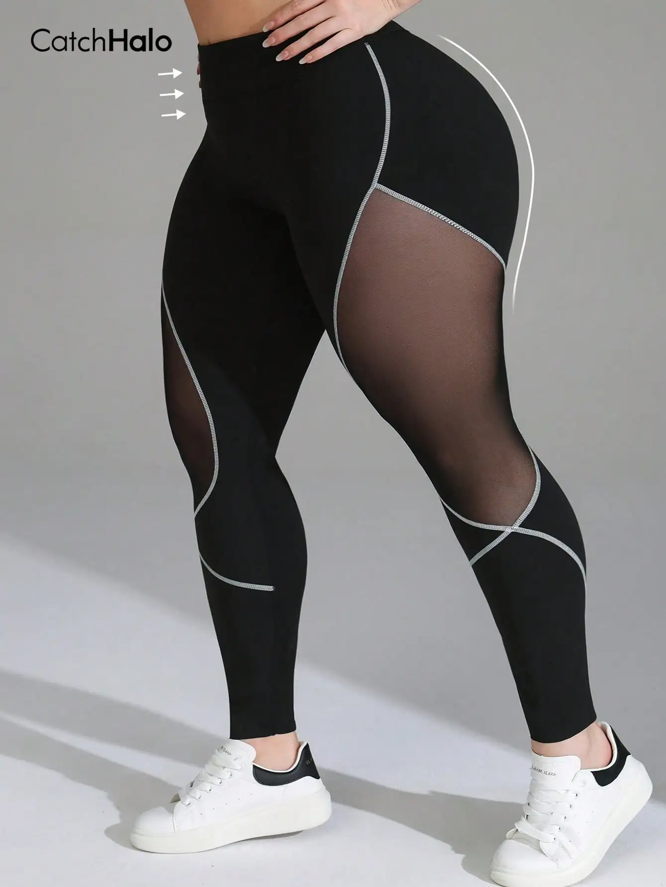 Plus Size Women Mesh Patchwork Yoga Leggings Black High Waist Tummy Control Contrast Binding Breathable Gym Workout Tights
Plus Size Women Mesh Patchwork Yoga Leggings Black High Waist Tummy Control Contrast Binding Breathable Gym Workout Tights