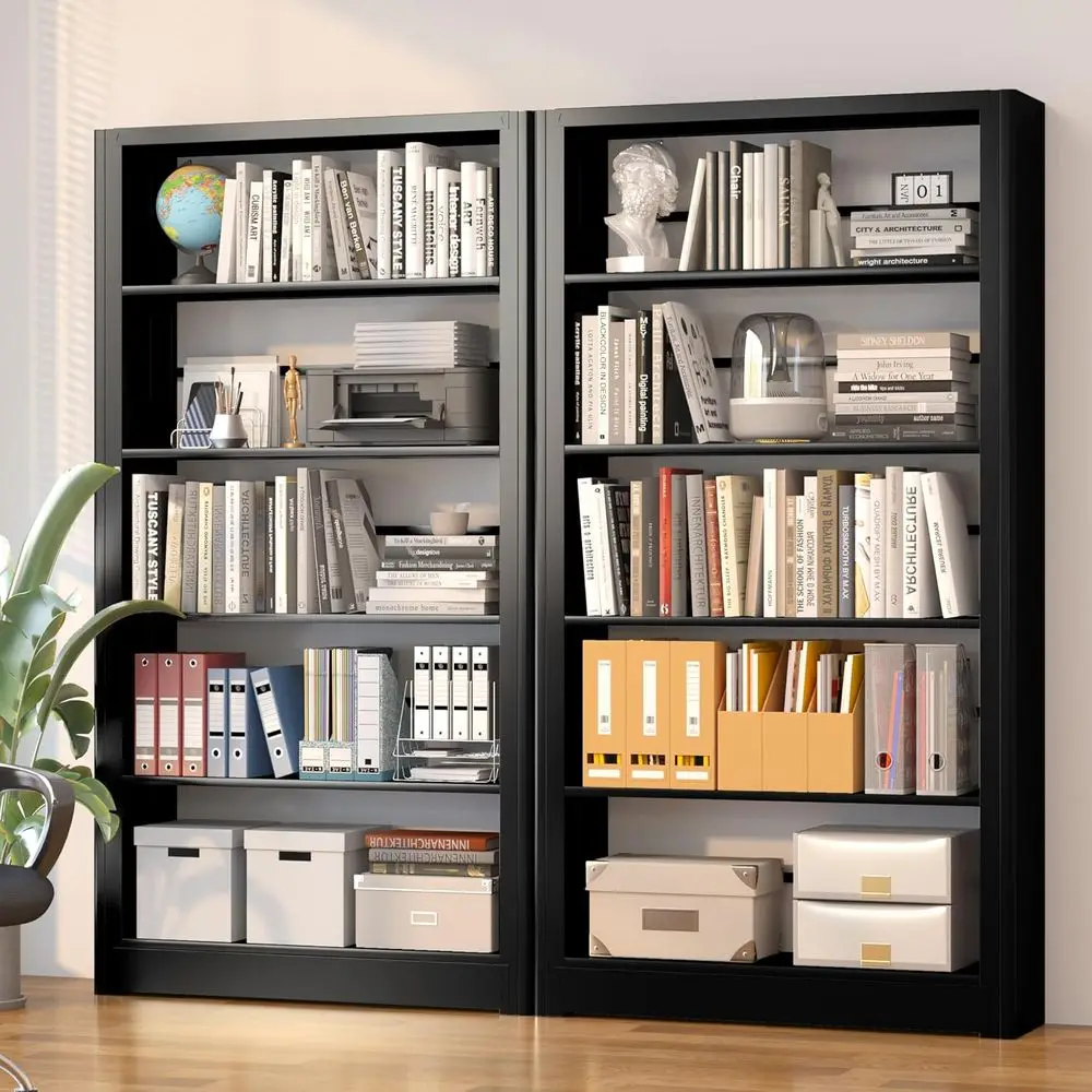 5-Tier Tall Metal Black Bookshelf - Modern Open Shelves for Living Room, Bedroom, Office
5-Tier Tall Metal Black Bookshelf - Modern Open Shelves for Living Room, Bedroom, Office