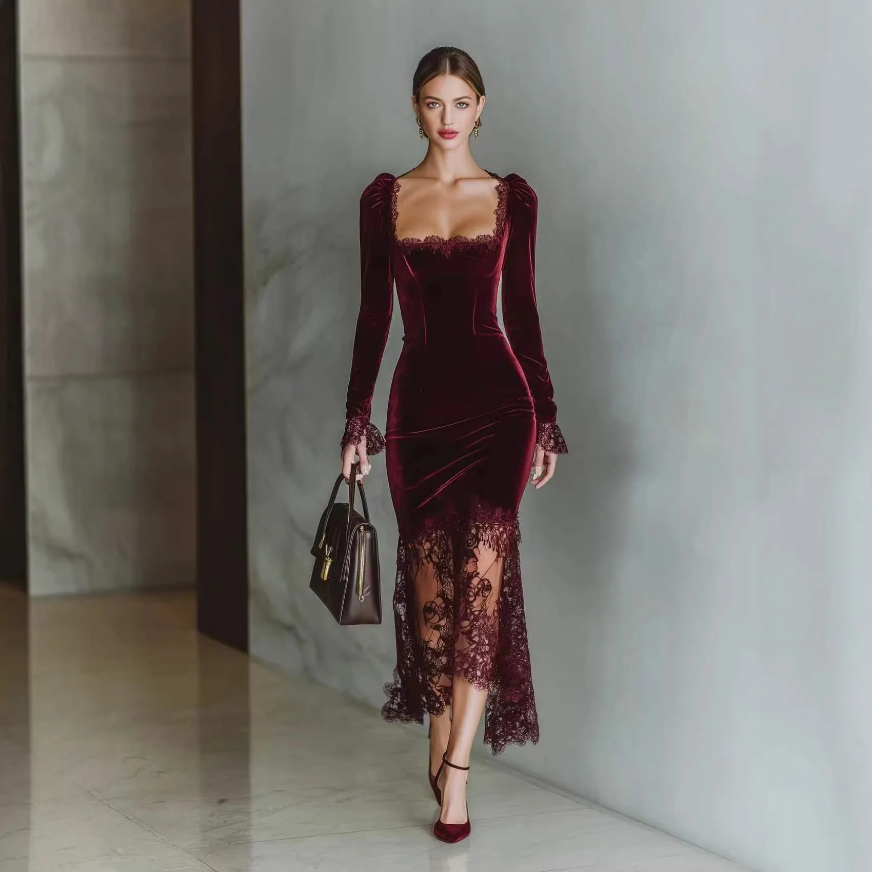 Wine Red Velvet Fishtail Evening Dress Dresses Spring Summer Elegant Jumpsuit Playsuit Matching Set
Wine Red Velvet Fishtail Evening Dress Dresses Spring Summer Elegant Jumpsuit Playsuit Matching Set