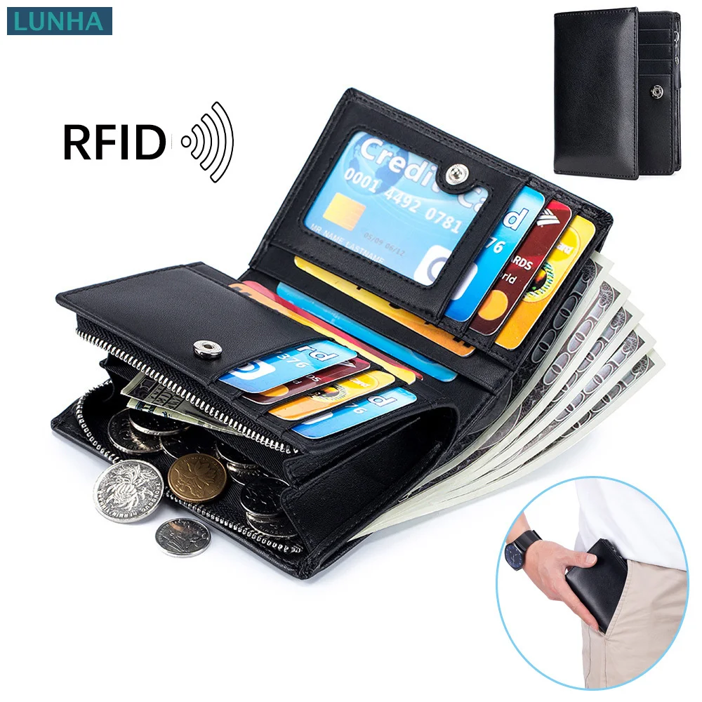Men's RFID Genuine Leather Short Wallet Cash Money Card Holder Coin Case Large Capacity for Business Style
Men's RFID Genuine Leather Short Wallet Cash Money Card Holder Coin Case Large Capacity for Business Style