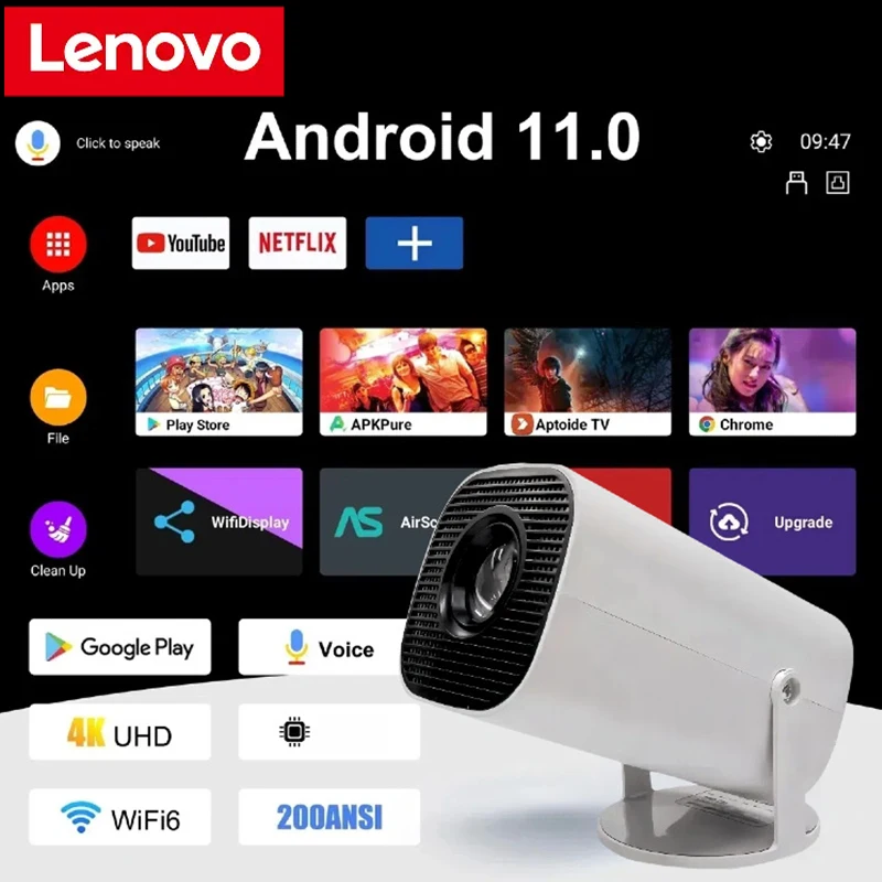 Новый проектор Lenovo Android TV 11 с ручкой 720P 4K UHD 200ANSI Dual Wi-Fi с голосовым проектором HY300 H713 Пушка для домашнего кинотеатра
Новый проектор Lenovo Android TV 11 с ручкой 720P 4K UHD 200ANSI Dual Wi-Fi с голосовым проектором HY300 H713 Пушка для домашнего кинотеатра