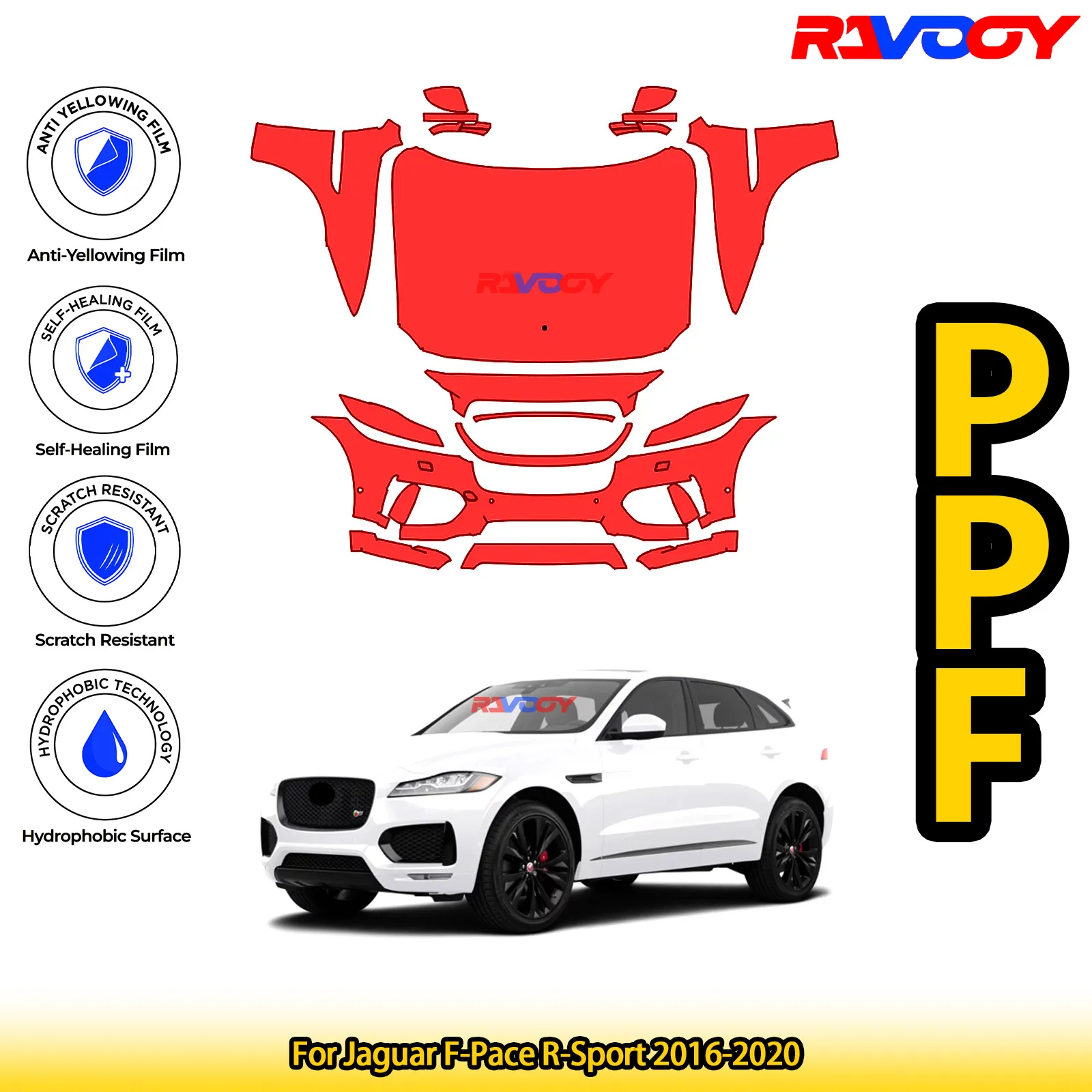 Для Jaguar F-Pace R-Sport 2016-2020 глянцевая матовая черная предварительно вырезанная передняя защитная пленка PPF Kit
Для Jaguar F-Pace R-Sport 2016-2020 глянцевая матовая черная предварительно вырезанная передняя защитная пленка PPF Kit