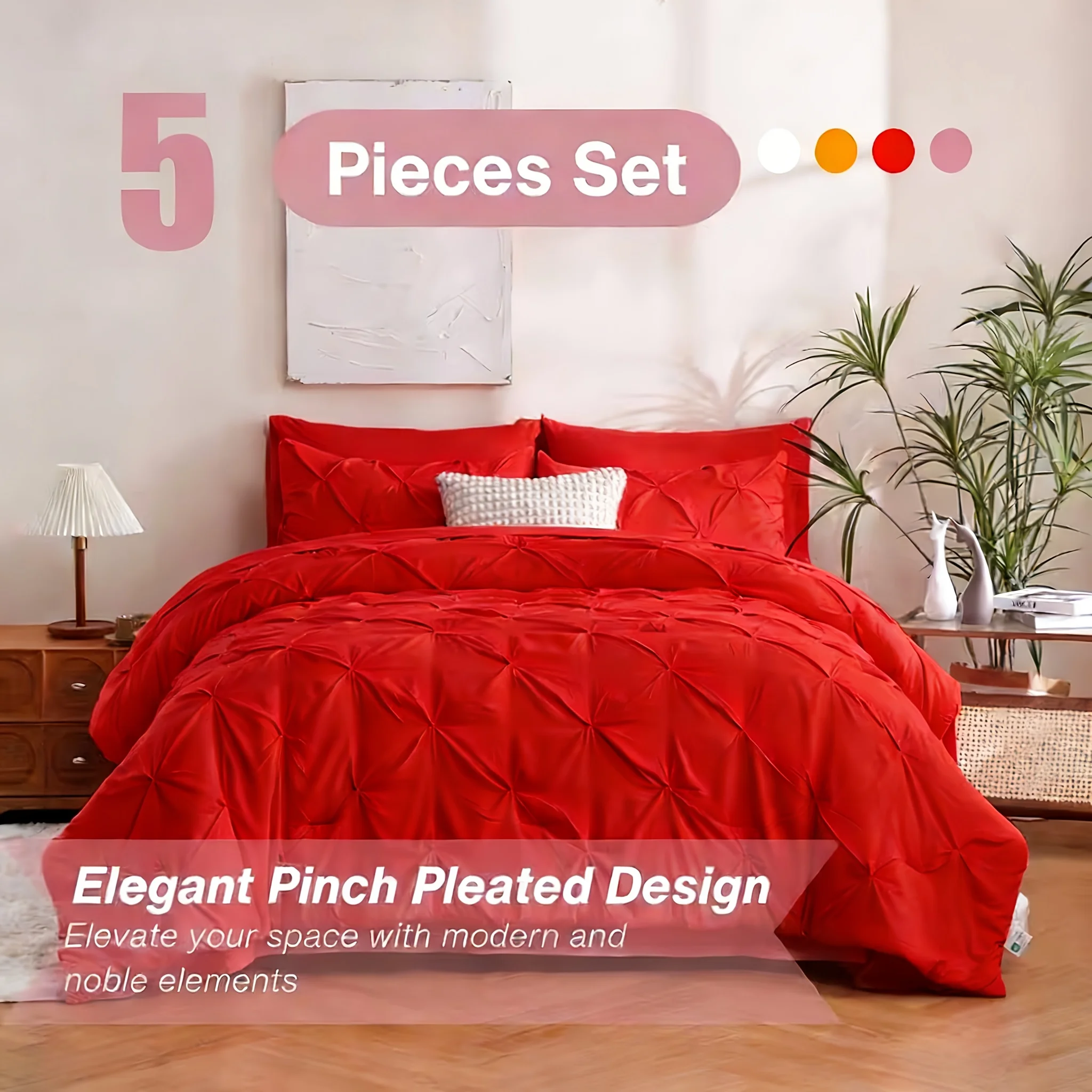 5pcs Pinch Pleated Soft Luxurious Fluffy bedding Comforter Set with 1 Comforter, 1 Pillow, And 3 Pillowcases, All-Season Quilt Set, Breathable, Easy Care, School Dormitory Decoration
5pcs Pinch Pleated Soft Luxurious Fluffy bedding Comforter Set with 1 Comforter, 1 Pillow, And 3 Pillowcases, All-Season Quilt Set, Breathable, Easy Care, School Dormitory Decoration