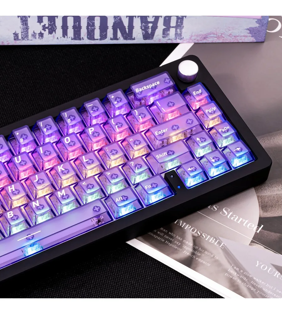 Purple gradual change keycap PBT hot sublimation + PC light transmission original factory height keycap suitable for Wooting
Purple gradual change keycap PBT hot sublimation + PC light transmission original factory height keycap suitable for Wooting