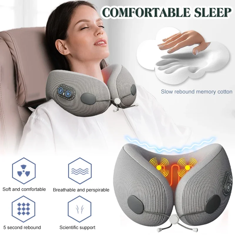 Travel Memory Foam Neck Pillow with Heating Massage U-Shaped Design for Ergonomic Support and Pain Relief during Nap or Journey
Travel Memory Foam Neck Pillow with Heating Massage U-Shaped Design for Ergonomic Support and Pain Relief during Nap or Journey