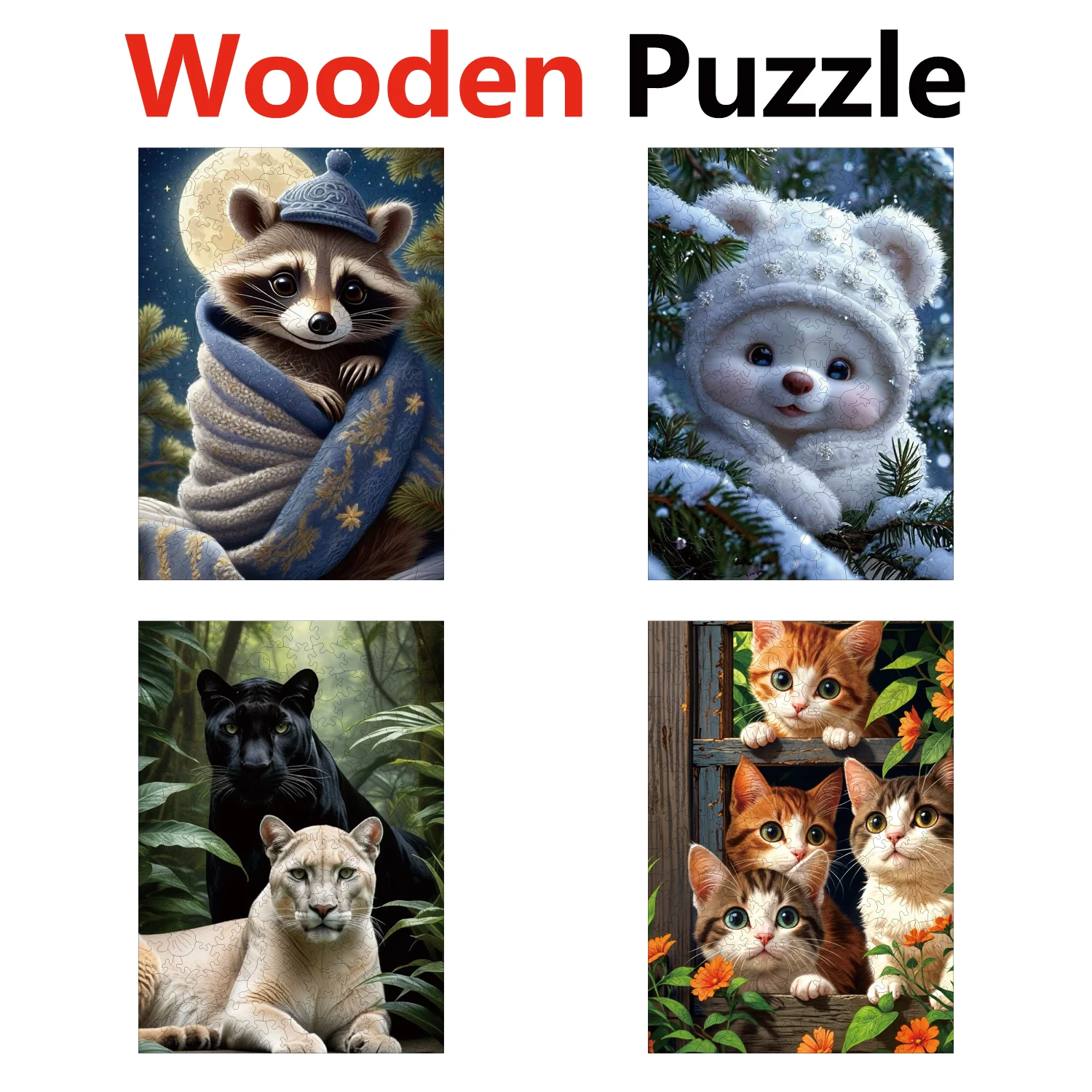 Raccoon Bear Tiger Cat Animal Puzzles High Quality Jigsaw Puzzle Wooden Puzzle Best Christmas Gift
Raccoon Bear Tiger Cat Animal Puzzles High Quality Jigsaw Puzzle Wooden Puzzle Best Christmas Gift