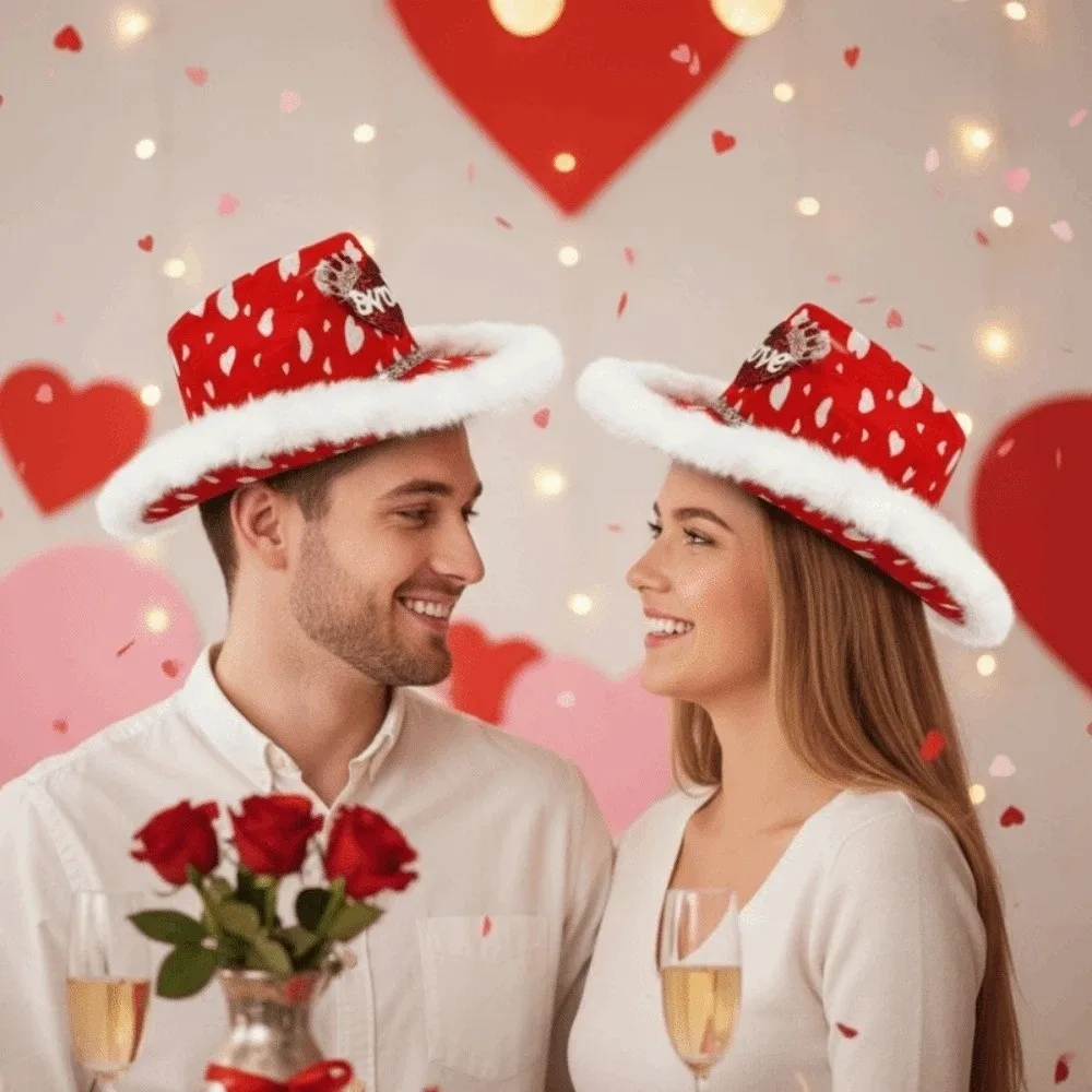 Wide Brim Red Heart Cowboy Cap Warmer Felt Cowgirls Top Hat Ethnic Style Fashion Valentine's Day Party Hat Performances
Wide Brim Red Heart Cowboy Cap Warmer Felt Cowgirls Top Hat Ethnic Style Fashion Valentine's Day Party Hat Performances