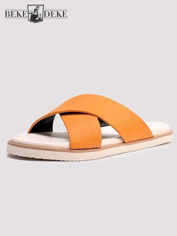 Мужская повседневная обувь из натуральной кожи, модные сандалии на плоской подошве без шнуровки с открытым носком, уличные дышащие летние мужские пляжные сандалии
Мужская повседневная обувь из натуральной кожи, модные сандалии на плоской подошве без шнуровки с открытым носком, уличные дышащие летние мужские пляжные сандалии