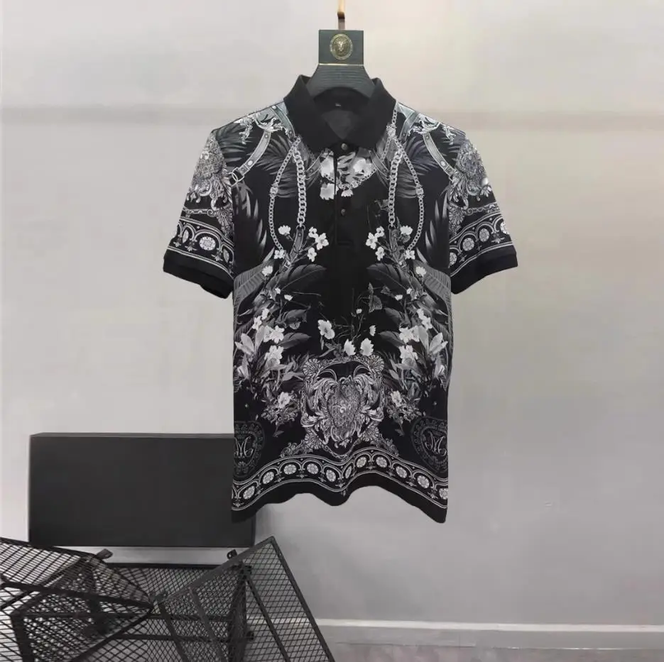 European and American men's 2023 summer new Lapel short sleeves fashion Vintage Chain floral print T-shirt
European and American men's 2023 summer new Lapel short sleeves fashion Vintage Chain floral print T-shirt
