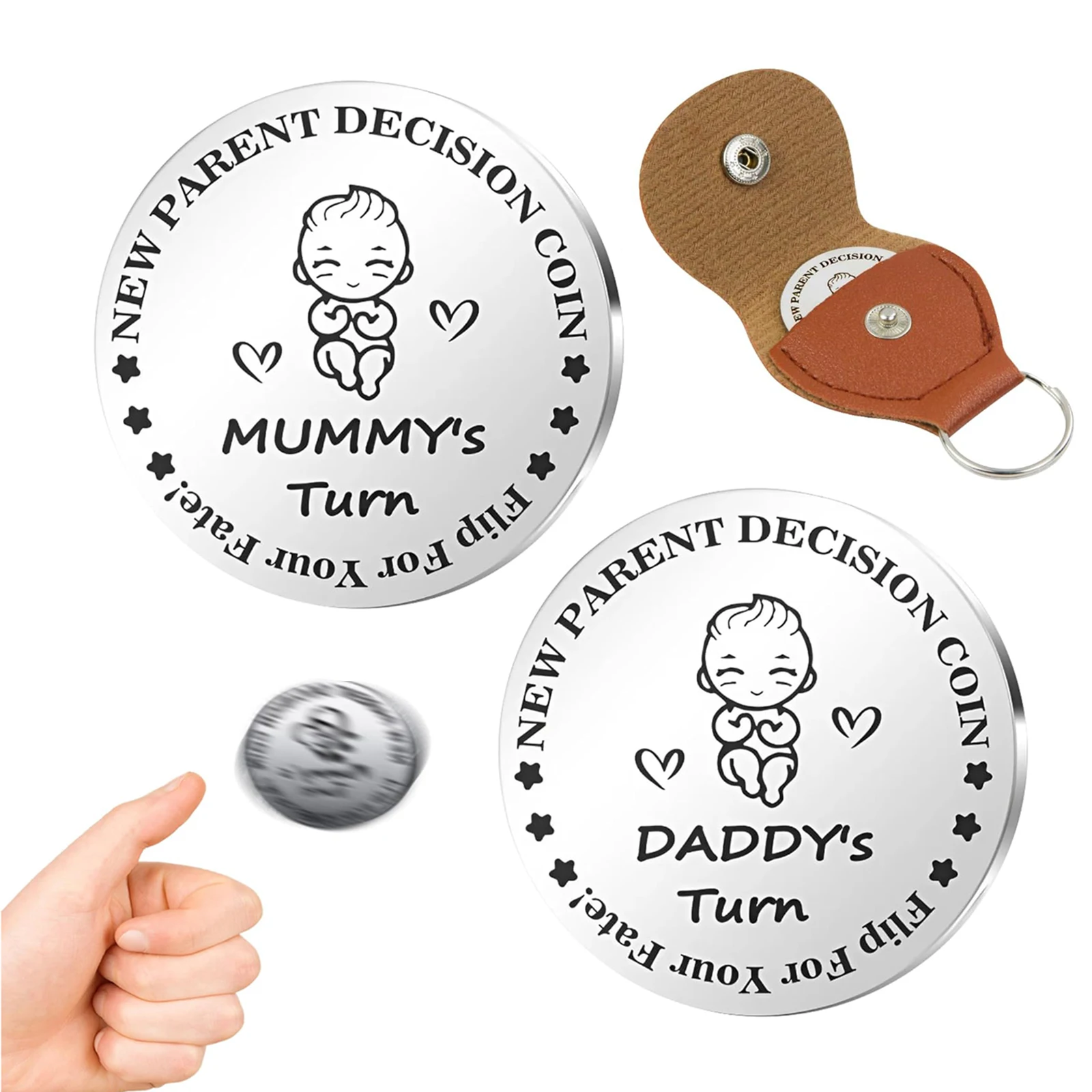 1PC New Parents Mom Daddy Funny Double-Sided Decision Coin with Keychain Gifts for First Time Moms Keepsake for Baby Memory
1PC New Parents Mom Daddy Funny Double-Sided Decision Coin with Keychain Gifts for First Time Moms Keepsake for Baby Memory