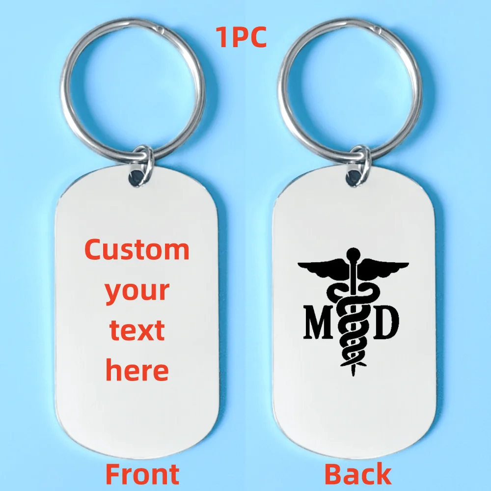 1pc Custom Engraving MD Keychain Personalized Medical Doctor Keyrings for Family Customized Texts Gifts for Graduation Season 
1pc Custom Engraving MD Keychain Personalized Medical Doctor Keyrings for Family Customized Texts Gifts for Graduation Season