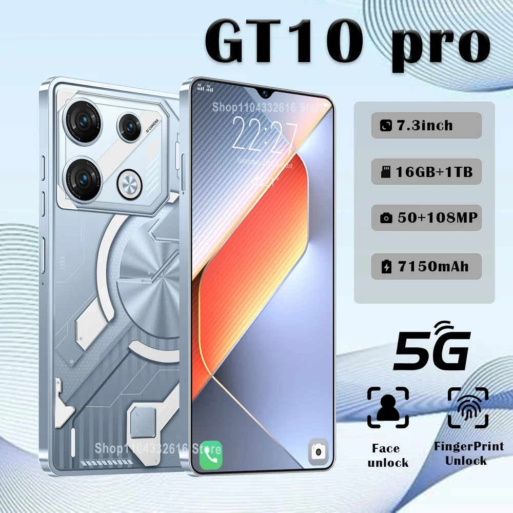 Global Version GT10 Pro Android Smart Original Phone 7.3 Inch HD Screen Fingerprint Unlock 5G Dual SIM Face Recognition Phone
Global Version GT10 Pro Android Smart Original Phone 7.3 Inch HD Screen Fingerprint Unlock 5G Dual SIM Face Recognition Phone