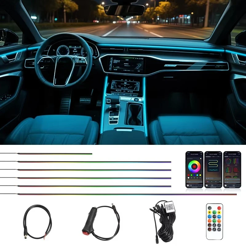 Full Color Streamer Car Ambient Lights RGB 64 Color Universal LED Interior Hidden Acrylic Strip Symphony Atmosphere Lamp
Full Color Streamer Car Ambient Lights RGB 64 Color Universal LED Interior Hidden Acrylic Strip Symphony Atmosphere Lamp