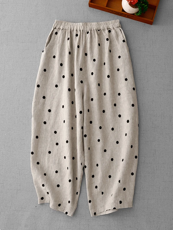 Retro Japanese Polka Dot Wide Leg Pants Women's Loose High Waist Drapey Casual Nine Point Cotton Linen Yamamoto Pants
Retro Japanese Polka Dot Wide Leg Pants Women's Loose High Waist Drapey Casual Nine Point Cotton Linen Yamamoto Pants