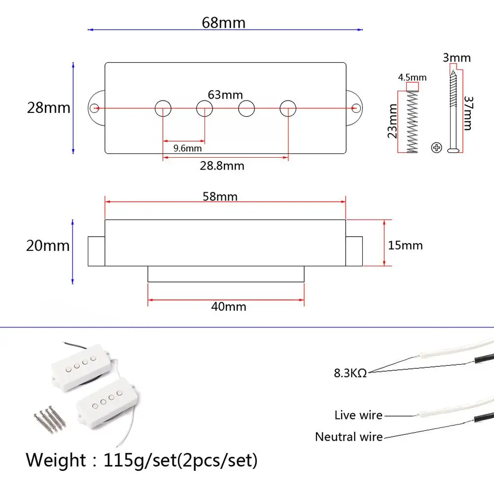 4 String Pickup Electric Bass Pickups Open Style Pb Professional Bridge Neck Set for Guitar
4 String Pickup Electric Bass Pickups Open Style Pb Professional Bridge Neck Set for Guitar