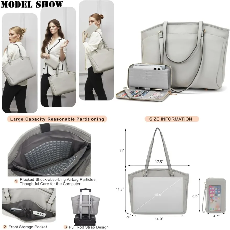 15.6 Inch Laptop Tote Bag for Women, Lightweight Water-resistant Vegan Leather with Padded Sleeve Multi-Pocket Work Bag
15.6 Inch Laptop Tote Bag for Women, Lightweight Water-resistant Vegan Leather with Padded Sleeve Multi-Pocket Work Bag