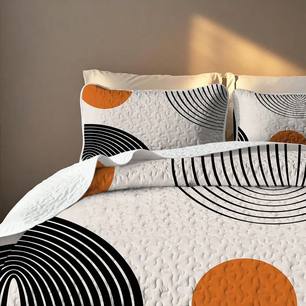 3 Pcs Simple Geometric Print Bedding Set1 Quilt 1 2 Pillowcases, Soft Microfiber, Lightweight, Breathable, Easy To Care Summer
3 Pcs Simple Geometric Print Bedding Set1 Quilt 1 2 Pillowcases, Soft Microfiber, Lightweight, Breathable, Easy To Care Summer