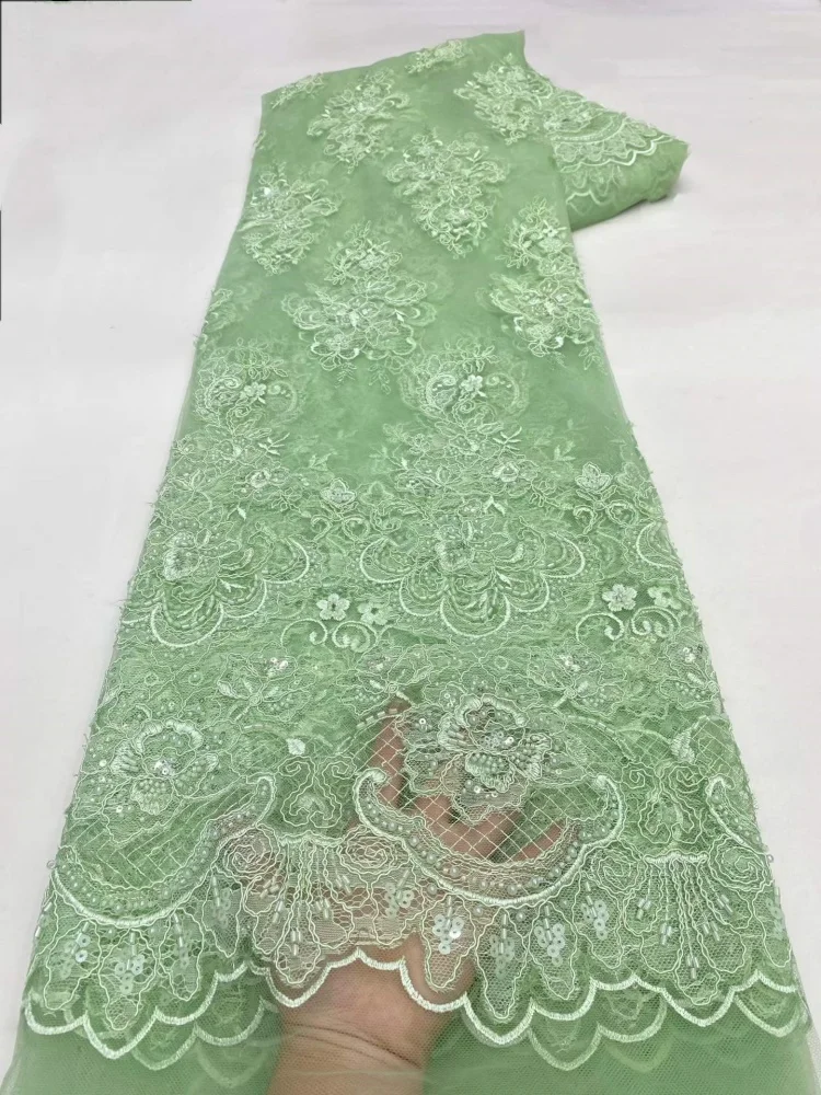 New Style Fashion African Embroidery Beaded Lace Fabric French Sequins Lace Fabric Nigerian Lace Women Party Dress
New Style Fashion African Embroidery Beaded Lace Fabric French Sequins Lace Fabric Nigerian Lace Women Party Dress