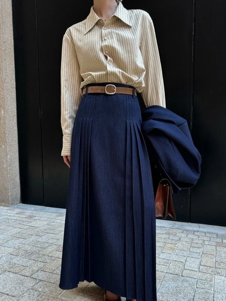 2025 Denim Skirts Pleated High Waist Oversized All Match Long Skirt Fashion Vintage Simple Female Slim Elegant Women Clothing
2025 Denim Skirts Pleated High Waist Oversized All Match Long Skirt Fashion Vintage Simple Female Slim Elegant Women Clothing