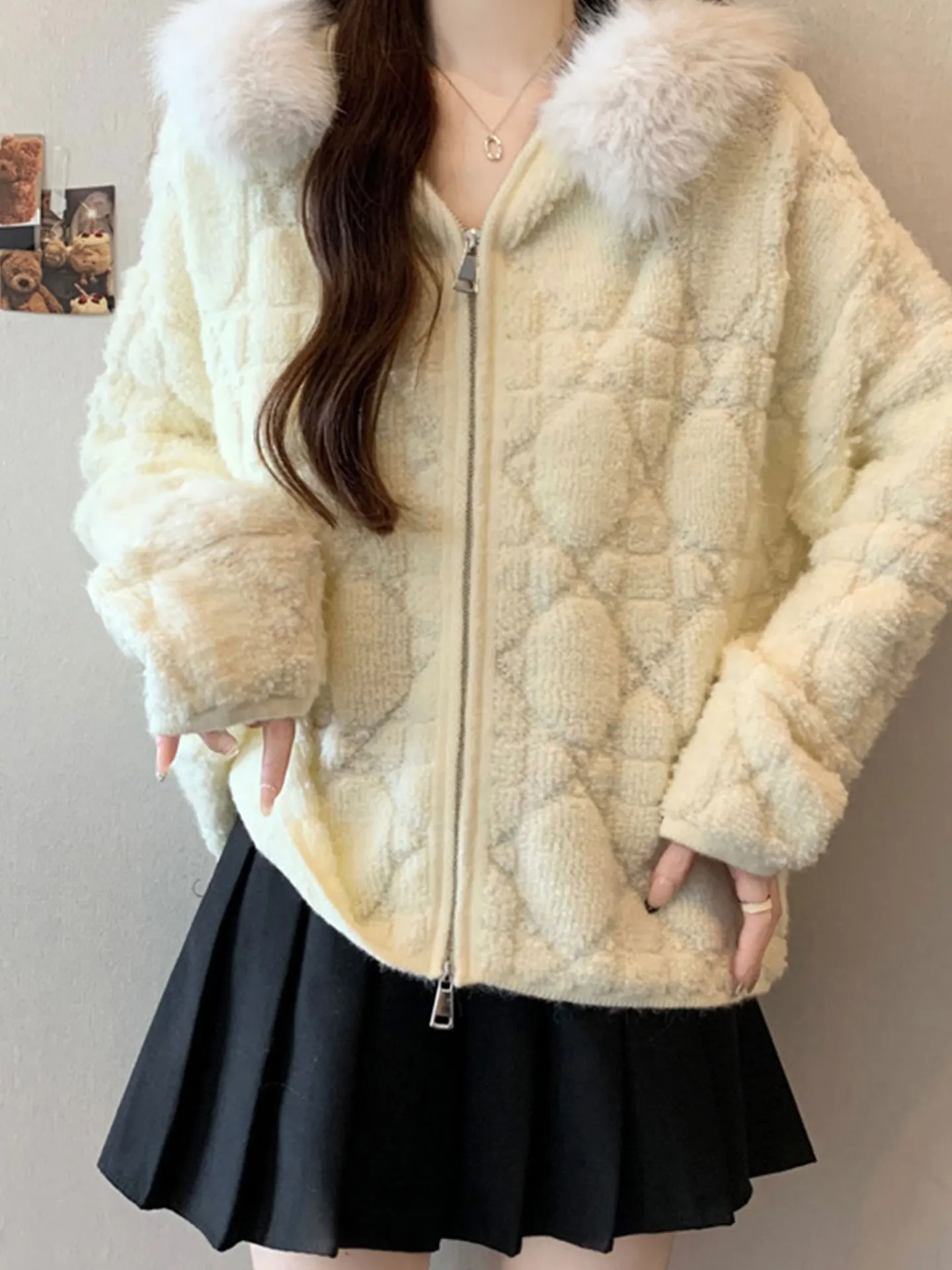 Large Size Fur Collar Hooded Knitted Sweater Coat Women's Autumn Winter Street Sle Loose Fit Long Sve Warm Cardigan
Large Size Fur Collar Hooded Knitted Sweater Coat Women's Autumn Winter Street Sle Loose Fit Long Sve Warm Cardigan