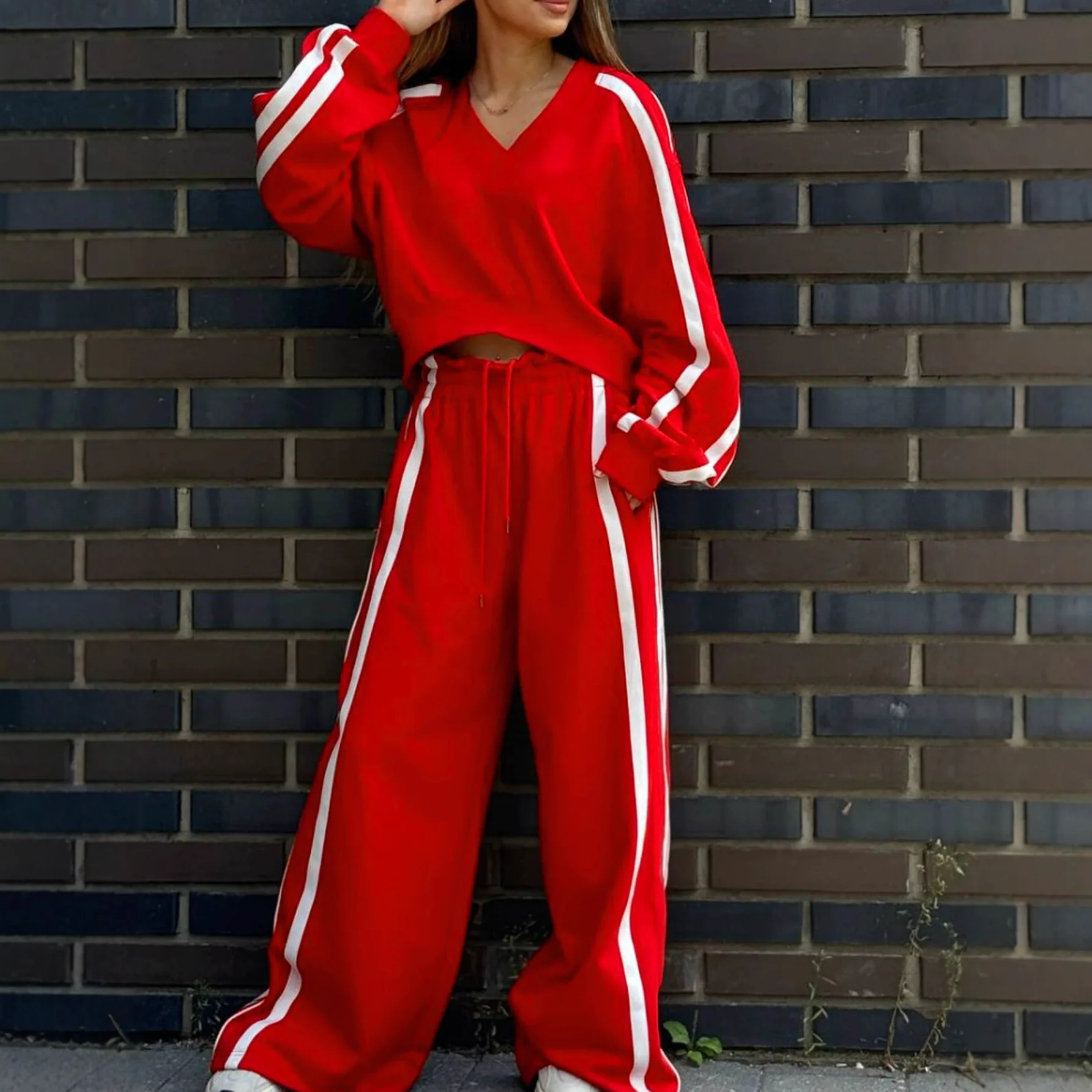 Пуловер с v-образным вырезом и длинными рукавами, толстовка, брюки для спорта, комплект из 2 предметов, женские полосатые брюки, толстовки, комплекты из 2 предметов, женская одежда
Пуловер с v-образным вырезом и длинными рукавами, толстовка, брюки для спорта, комплект из 2 предметов, женские полосатые брюки, толстовки, комплекты из 2 предметов, женская одежда