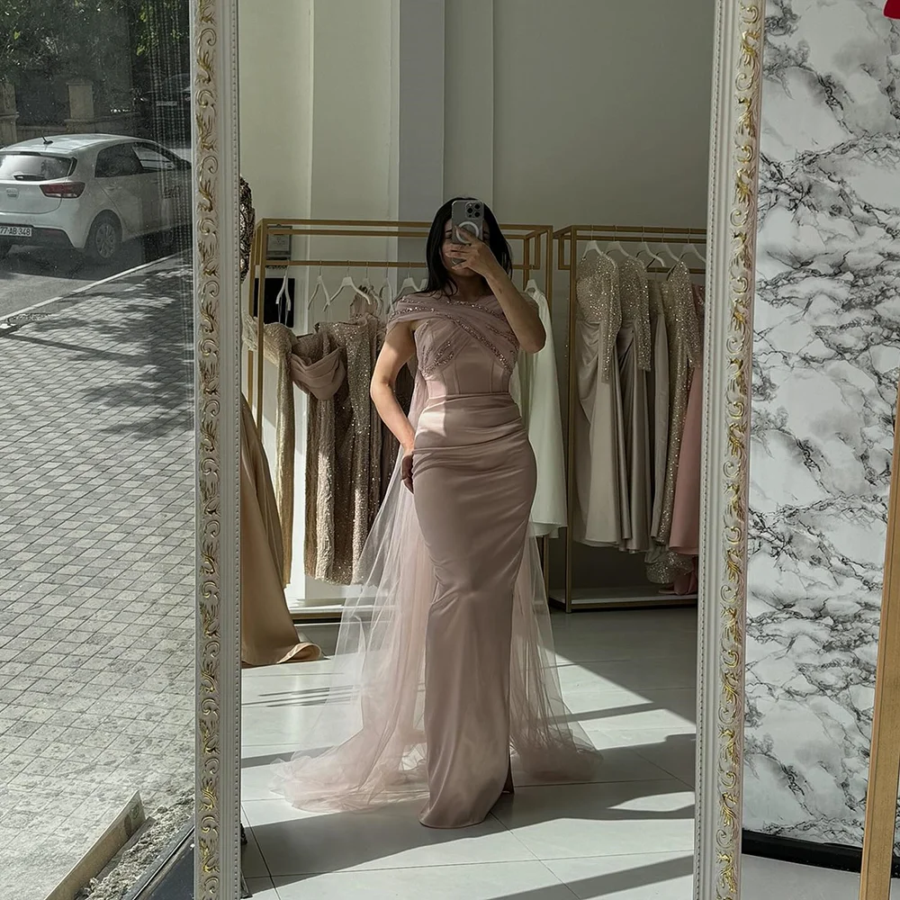 Modest Strapless Satin Solid Sheath Prom Party Dress with Seqins Backless Floor-Length Cape Formal Prom Gown vestidos de festa
Modest Strapless Satin Solid Sheath Prom Party Dress with Seqins Backless Floor-Length Cape Formal Prom Gown vestidos de festa