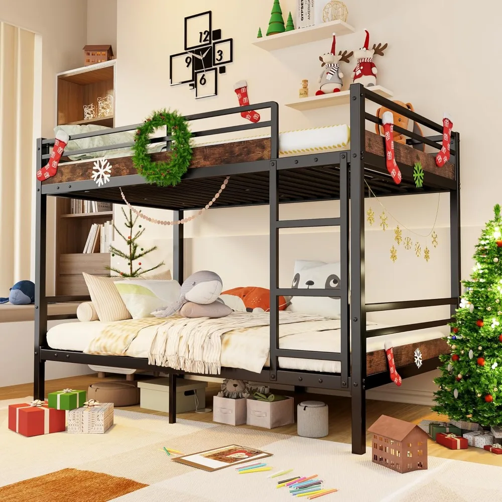 Metal Bunk Bed Twin Over Twin with Safety Guardrails & Ladder, Heavy Duty Bunk Beds Space-Saving Design, Noise-Free Twin Bunk Be
Metal Bunk Bed Twin Over Twin with Safety Guardrails & Ladder, Heavy Duty Bunk Beds Space-Saving Design, Noise-Free Twin Bunk Be