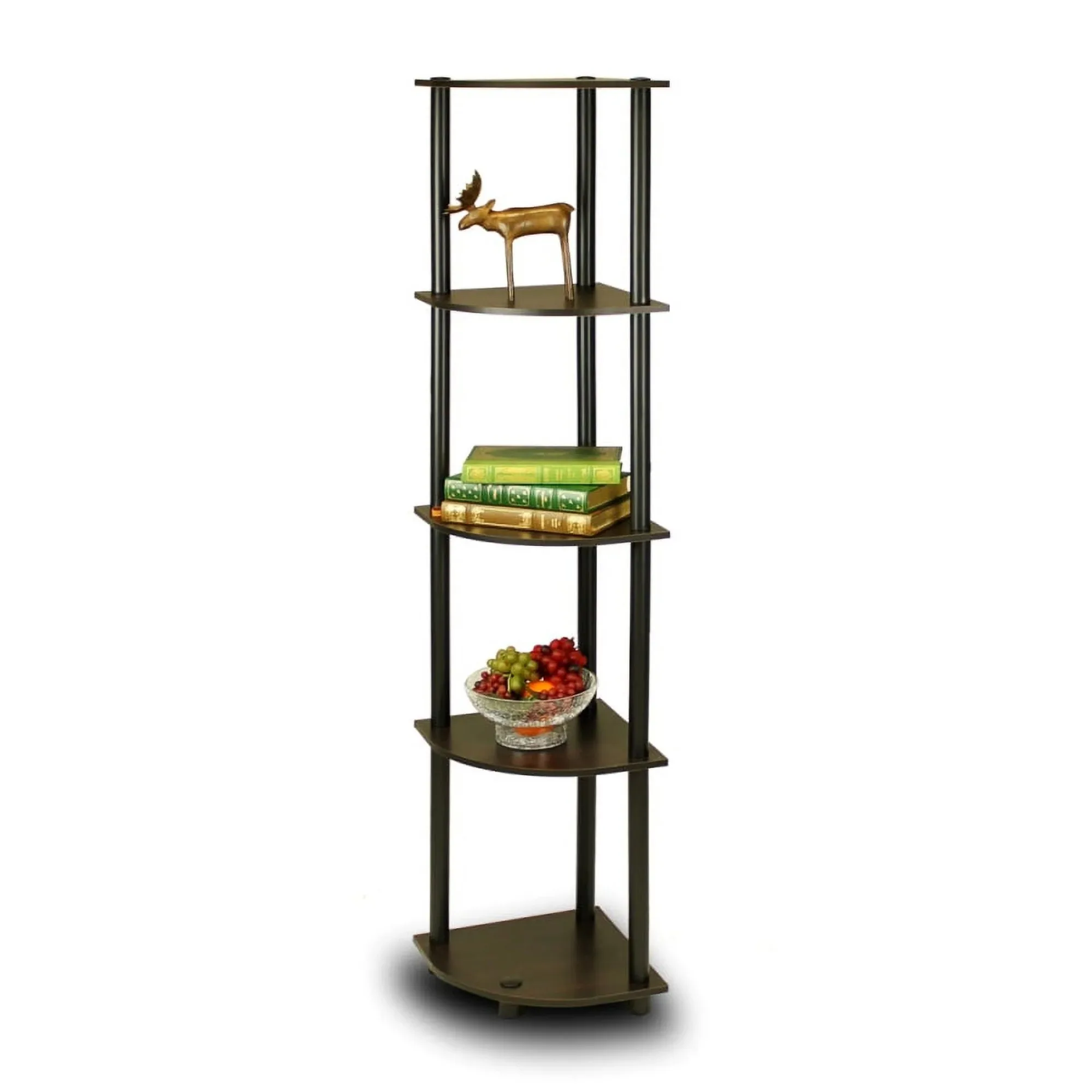 5 Tier Corner Display Rack Multipurpose Shelving Unit, Espresso & Black - 57.7 x 11.6 x 11.6 in.
5 Tier Corner Display Rack Multipurpose Shelving Unit, Espresso & Black - 57.7 x 11.6 x 11.6 in.
