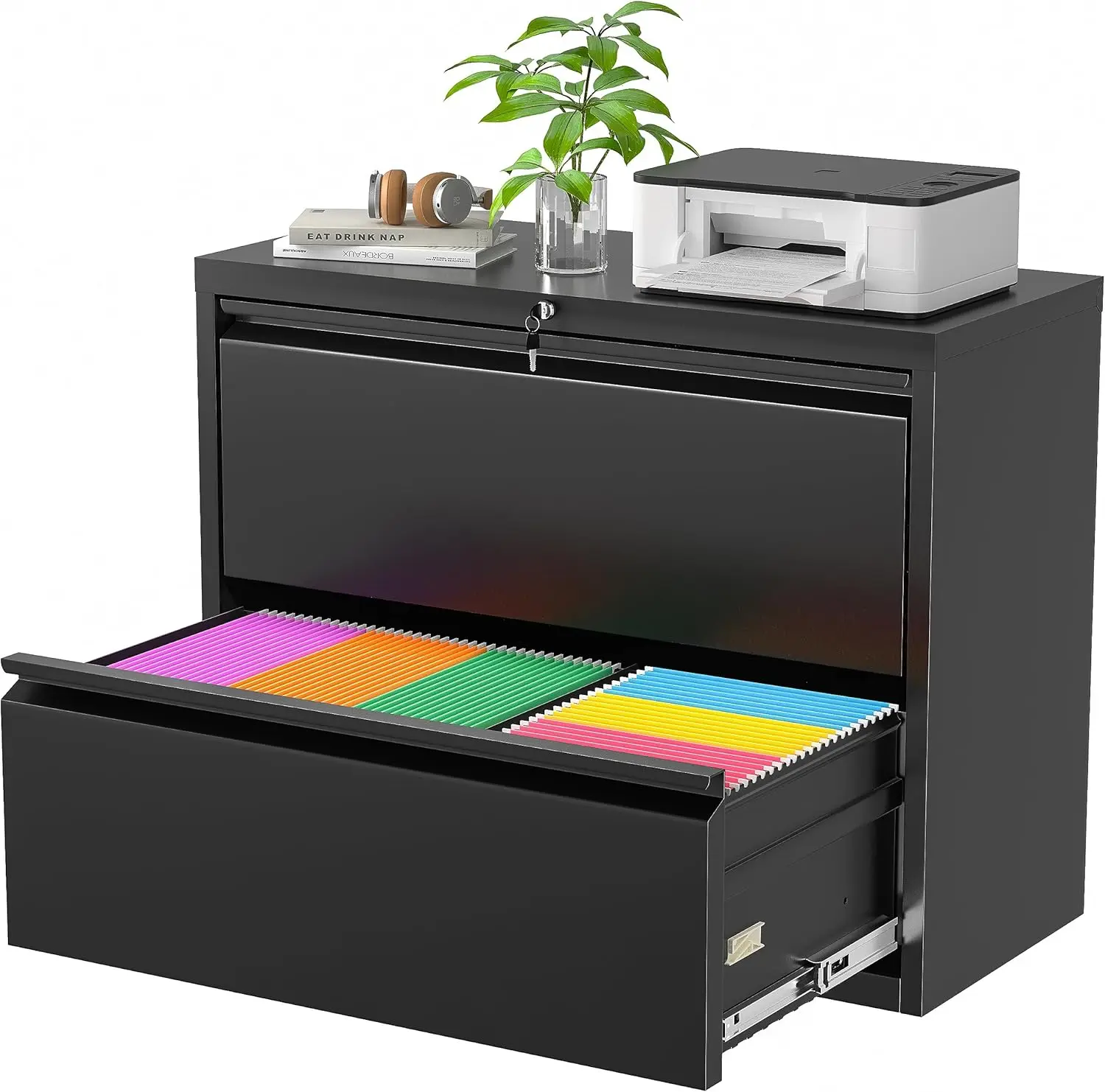 2-Drawer Lateral File Cabinet with Lock, Black Metal Filing Cabinet for Home Office, Legal/Letter/A4 Hanging Files
2-Drawer Lateral File Cabinet with Lock, Black Metal Filing Cabinet for Home Office, Legal/Letter/A4 Hanging Files