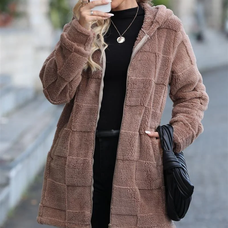 Long Hooded Plush Cardigan Coat Women's Spring Fashion Outerwear Soft Cozy Oversize Sleeve Length Casual Lapel Style
Long Hooded Plush Cardigan Coat Women's Spring Fashion Outerwear Soft Cozy Oversize Sleeve Length Casual Lapel Style