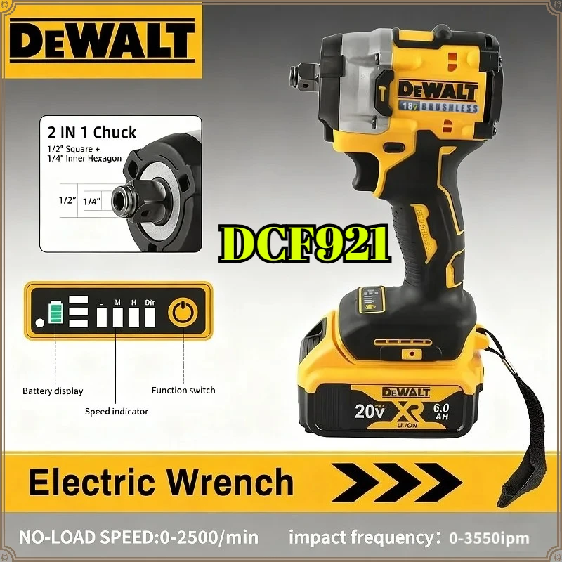 Аккумуляторный ударный гайковерт DEWALT DCF921 ATOMIC 20V MAX, 1/2 дюйма, с регулируемой скоростью, для аккумуляторов DEWALT
Аккумуляторный ударный гайковерт DEWALT DCF921 ATOMIC 20V MAX, 1/2 дюйма, с регулируемой скоростью, для аккумуляторов DEWALT