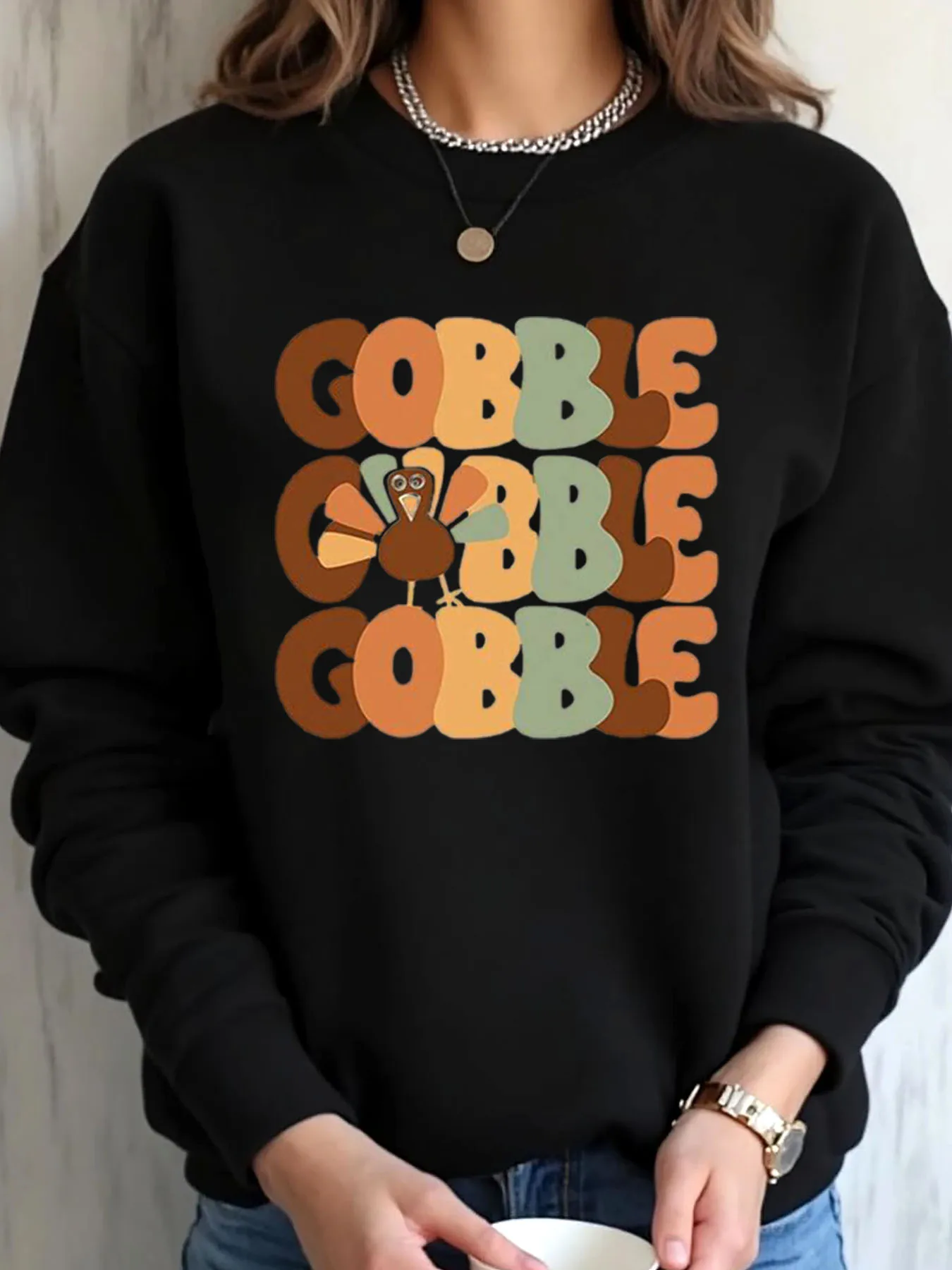 Женская толстовка больших размеров на День Благодарения Gobble Gobble Турция с принтом Повседневная одежда
Женская толстовка больших размеров на День Благодарения Gobble Gobble Турция с принтом Повседневная одежда