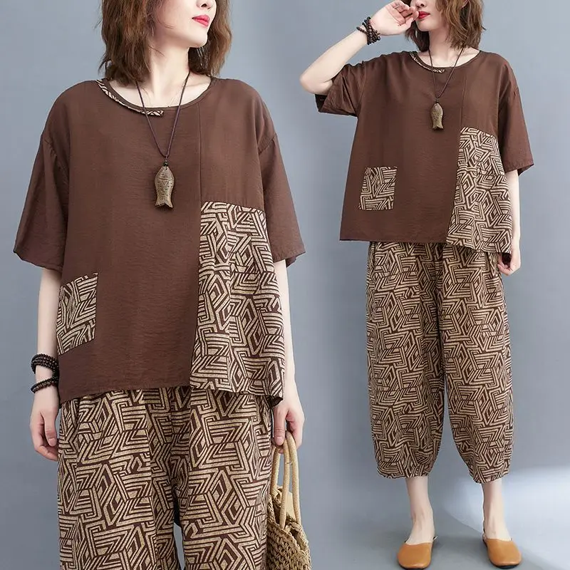 Summer New Women's Cotton Set Loose Slimming Top plus Size Printed Nine-Piece Pants Two-Piece Set Comfortable Breathable Clot...
Summer New Women's Cotton Set Loose Slimming Top plus Size Printed Nine-Piece Pants Two-Piece Set Comfortable Breathable Clot...