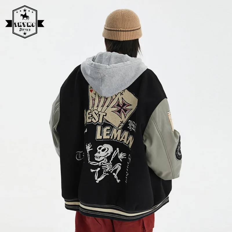 Autumn High Street Bomber Jacket Men Women Poker Skull Embroidery Baseball Jacket Retro Y2K Patchwork Loose Coat Outwear Couple
Autumn High Street Bomber Jacket Men Women Poker Skull Embroidery Baseball Jacket Retro Y2K Patchwork Loose Coat Outwear Couple