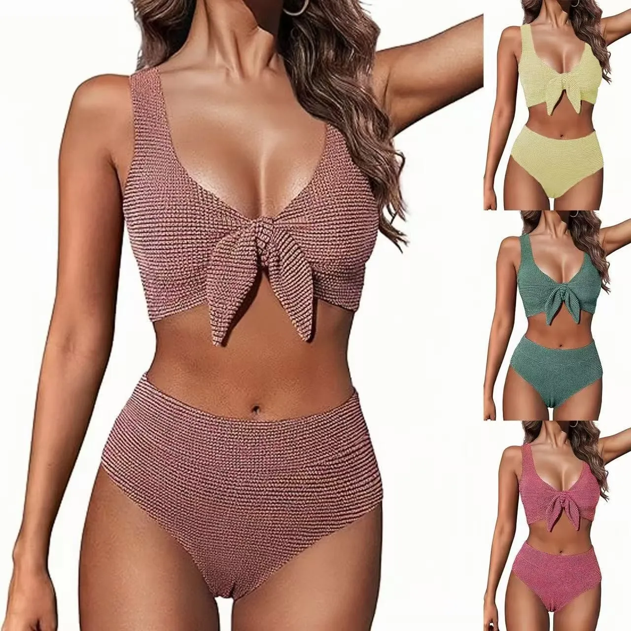 Women's 2-piece Sets Bikini V Neck High Waist Bikinis Women's Beach Swimwear Two Piece Swimsuit Solid Tie Back Two Piece
Women's 2-piece Sets Bikini V Neck High Waist Bikinis Women's Beach Swimwear Two Piece Swimsuit Solid Tie Back Two Piece
