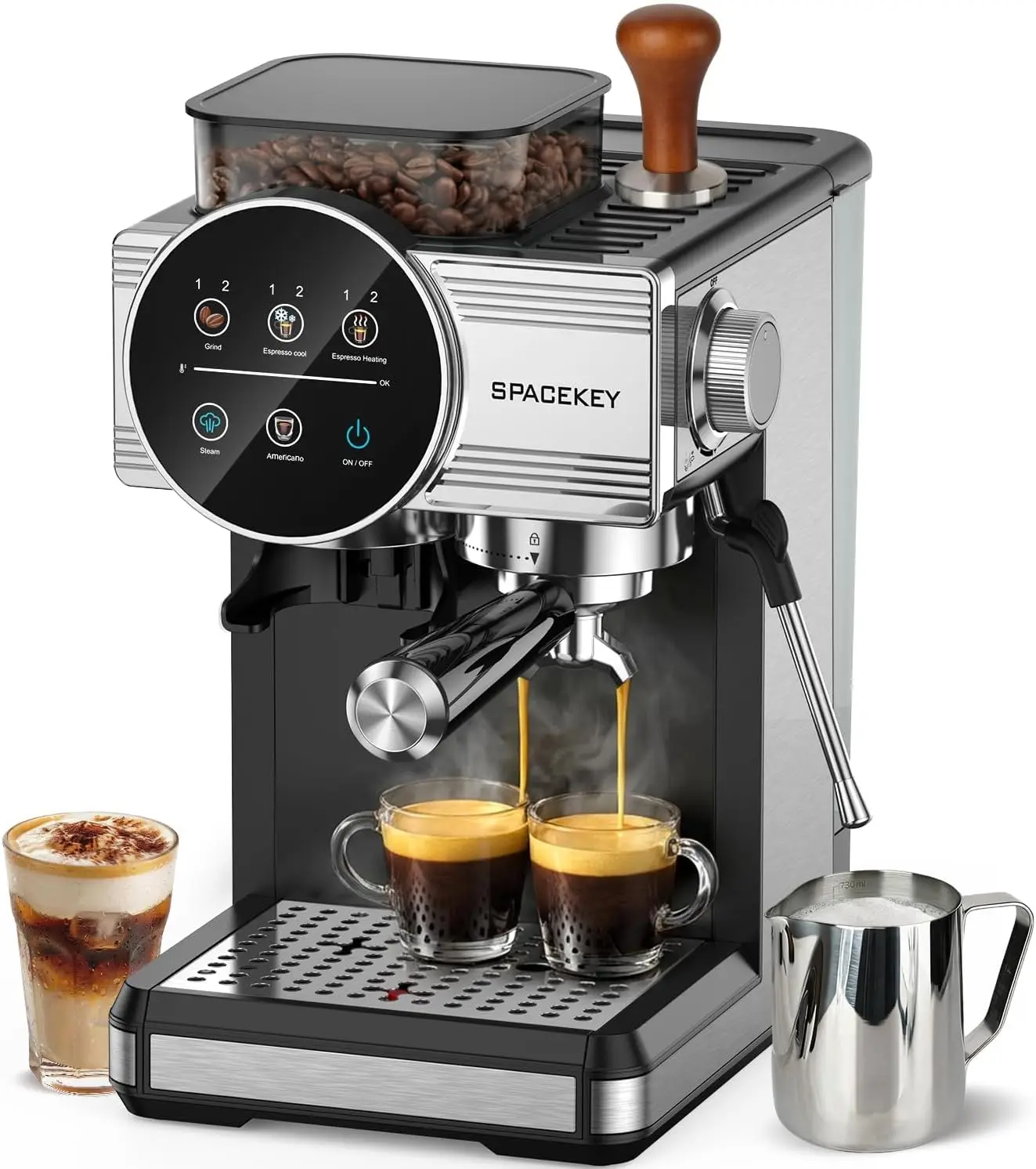 Espresso Machine with Grinder - 20 Bar All-in-One Coffee Maker with Milk Steam Wand/Frother, Cold Brew, 30 Grind Settings, 60oz
Espresso Machine with Grinder - 20 Bar All-in-One Coffee Maker with Milk Steam Wand/Frother, Cold Brew, 30 Grind Settings, 60oz