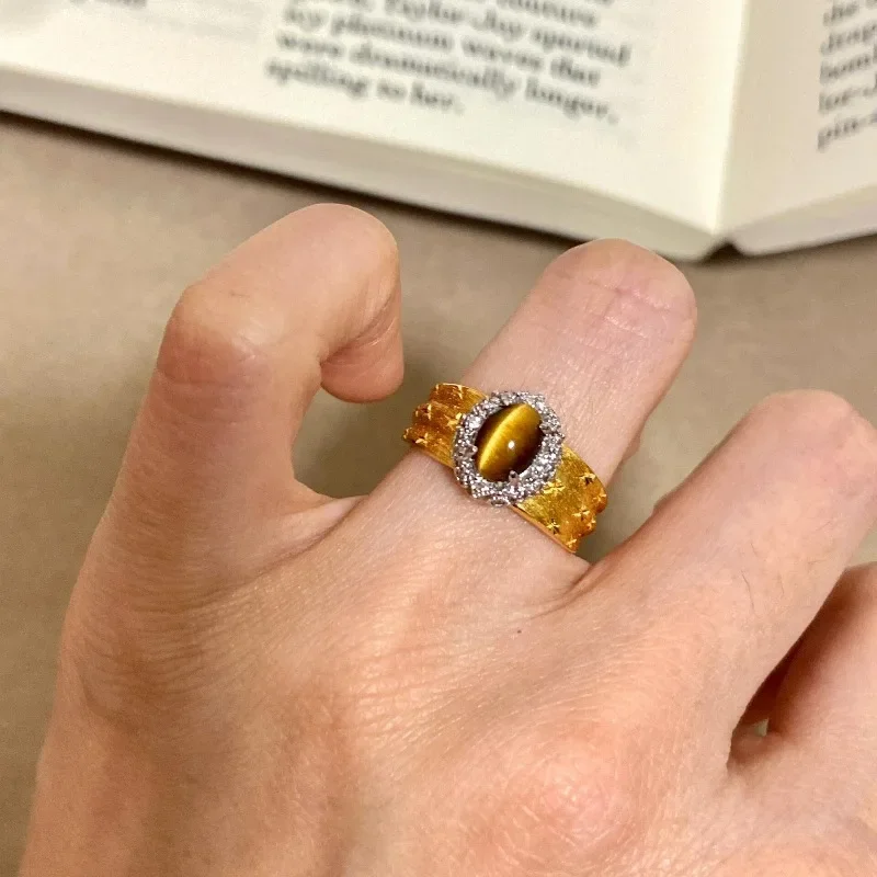 Vintage brushed starry sky tiger eye stone rings for women vintage exquisite ring Couple style wedding jewelry
Vintage brushed starry sky tiger eye stone rings for women vintage exquisite ring Couple style wedding jewelry