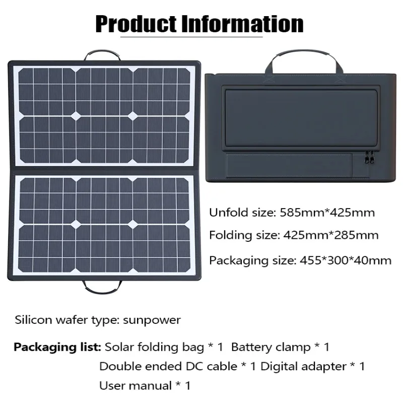 Monocrystalline Foldable Solar Panel 40W 18V Portable Solar Charger for Laptop Phone Outdoor Camping Hiking USB Power Supply
Monocrystalline Foldable Solar Panel 40W 18V Portable Solar Charger for Laptop Phone Outdoor Camping Hiking USB Power Supply