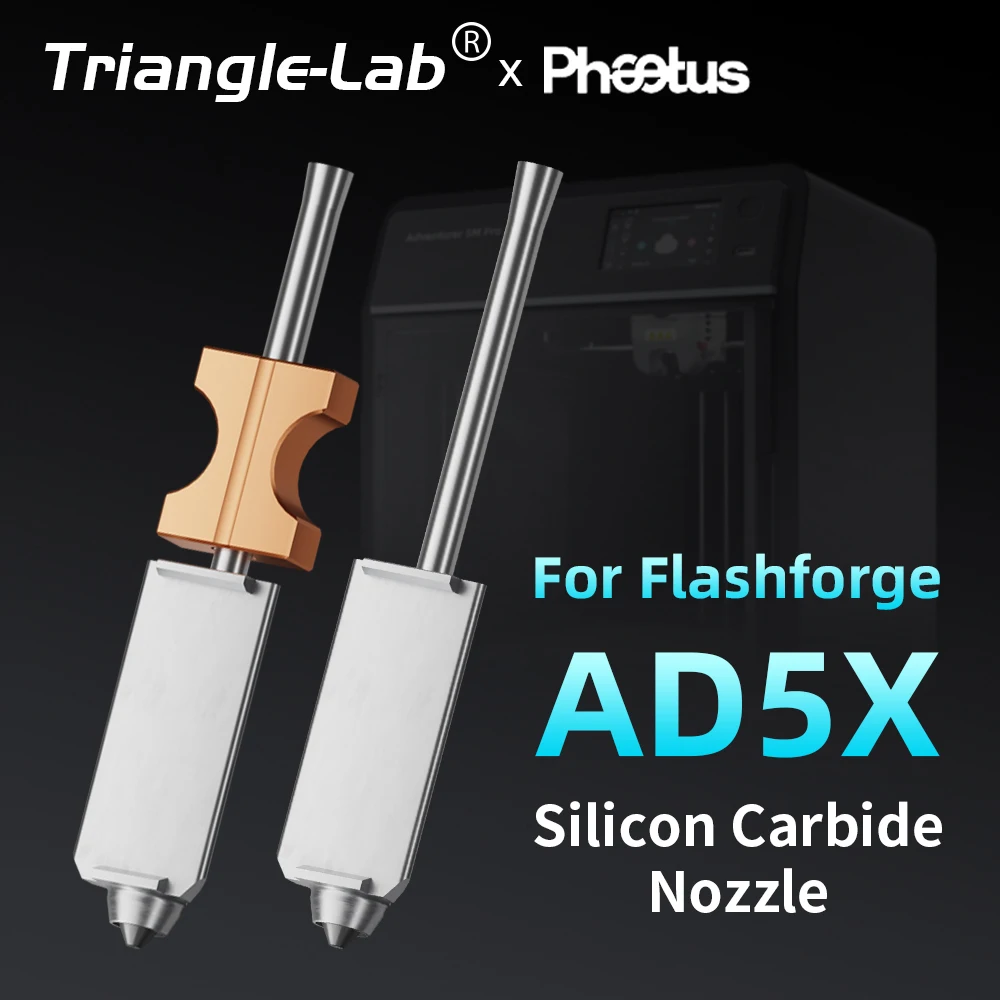 trianglelab Phaetus Silicon Carbide Nozzle Perfect Fit for Flashforge AD5X nozzle upgrade Printing temper 300℃
trianglelab Phaetus Silicon Carbide Nozzle Perfect Fit for Flashforge AD5X nozzle upgrade Printing temper 300℃