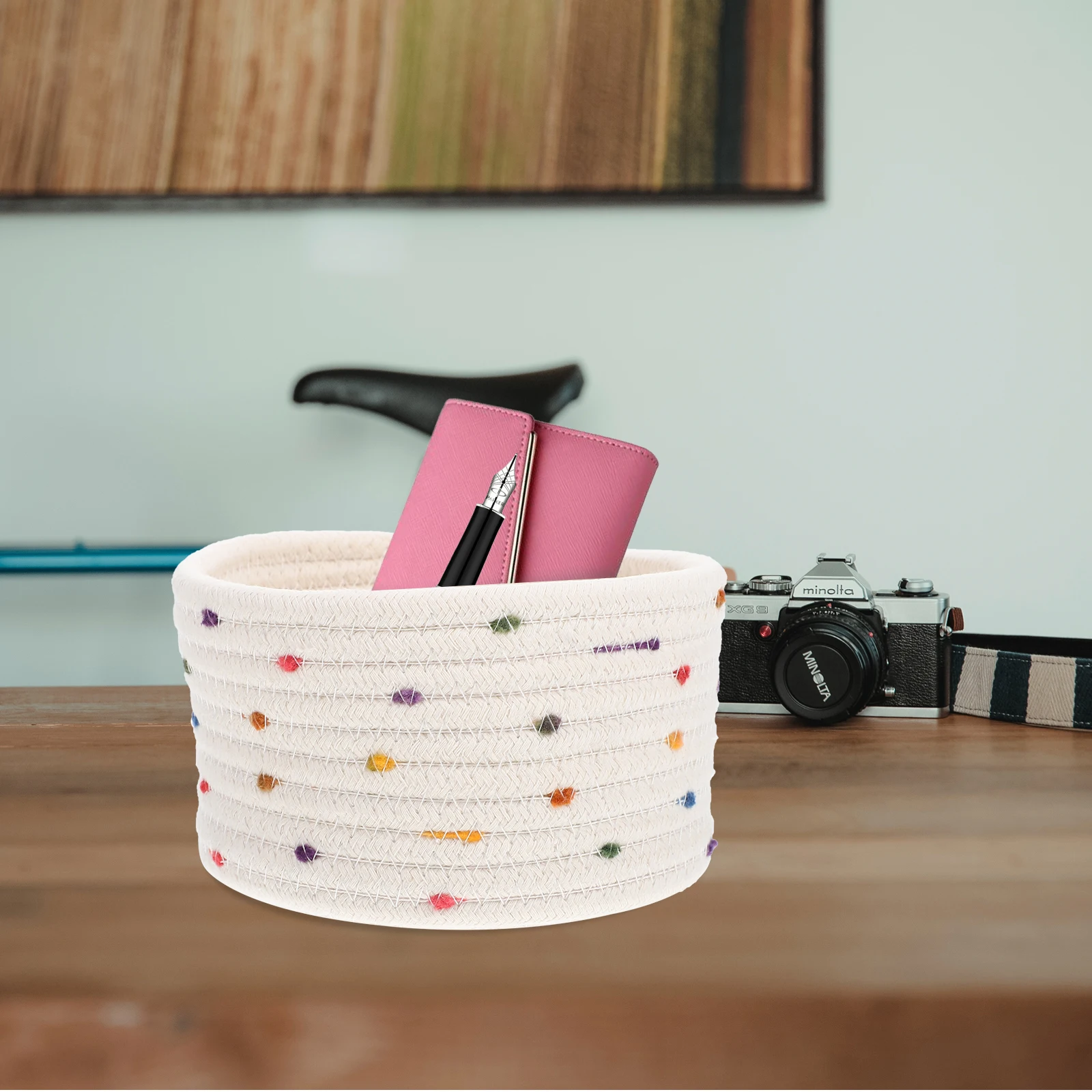 Cotton Rope Storage Woven Home Decorative Desk Basket Household Rope Basket Multi-function Baskets Storage Solution
Cotton Rope Storage Woven Home Decorative Desk Basket Household Rope Basket Multi-function Baskets Storage Solution