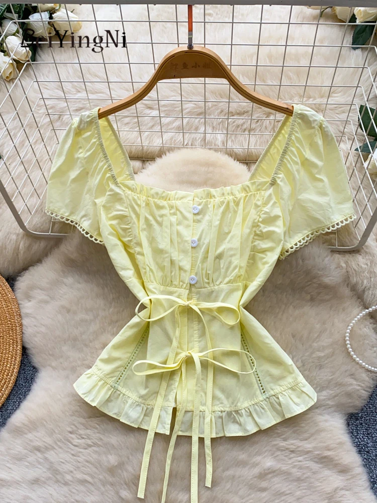 Beiyingni Korean Square Collar Shirts for Women Lace-up Sweet Puff Sleeve Blouses Female Skin-friendly Fashion Casual Chic Tops
Beiyingni Korean Square Collar Shirts for Women Lace-up Sweet Puff Sleeve Blouses Female Skin-friendly Fashion Casual Chic Tops
