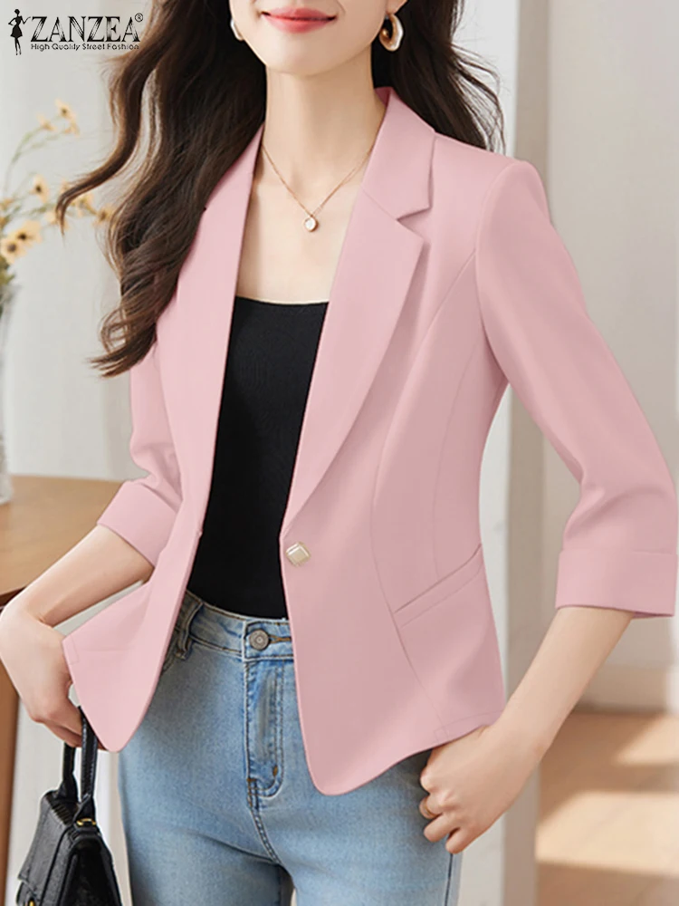 ZANZEA Autumn Women Solid OL Work Blazer Outwears Oversize Lapel Neck 3/4 Sleeve Thin Jackets Elegant Office Lady Blazer Suits
ZANZEA Autumn Women Solid OL Work Blazer Outwears Oversize Lapel Neck 3/4 Sleeve Thin Jackets Elegant Office Lady Blazer Suits